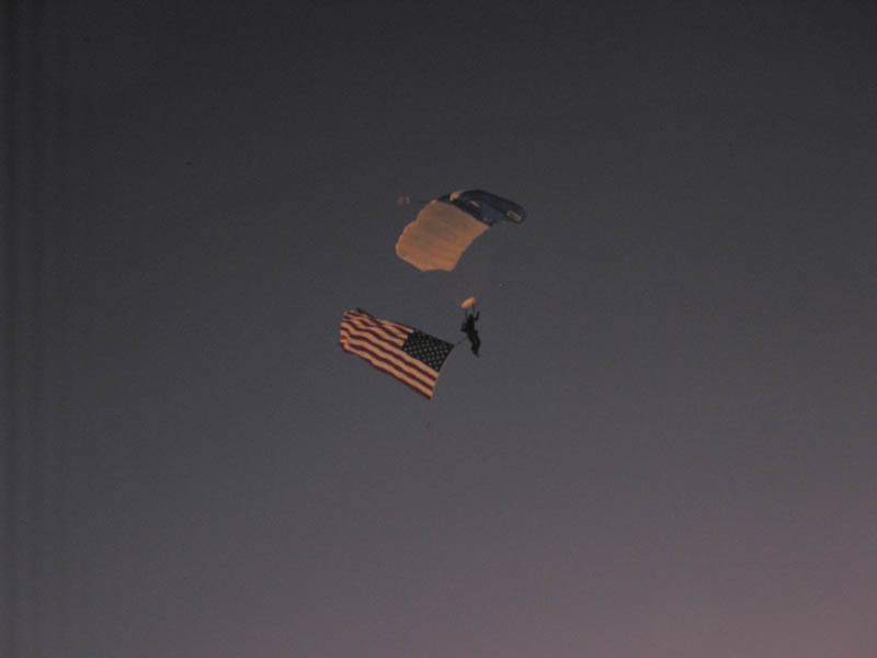 parachuter with american flag